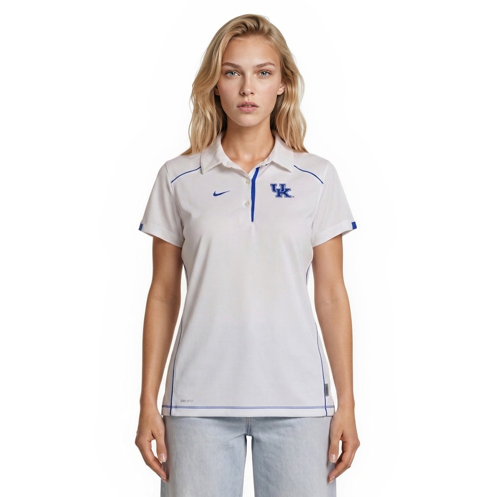 Nike Dri FIT Polo Shirt Women's Size Medium White Kentucky Wildcats NCAA